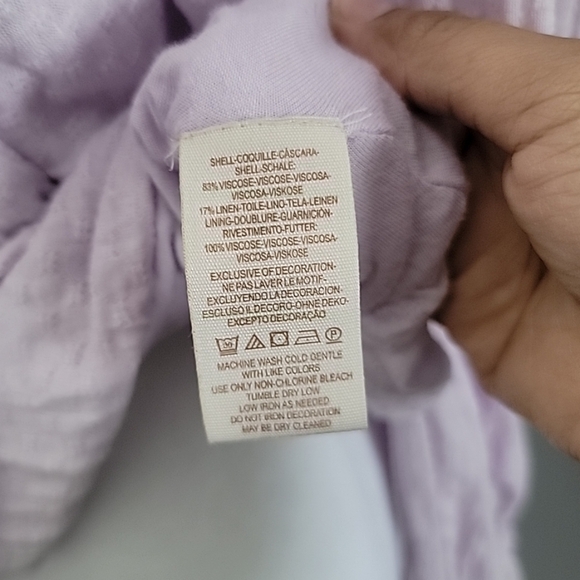 Free People Begonia Embroidered Top Blouse Linen Blend Lilac Boho Size XS - Picture 6 of 7